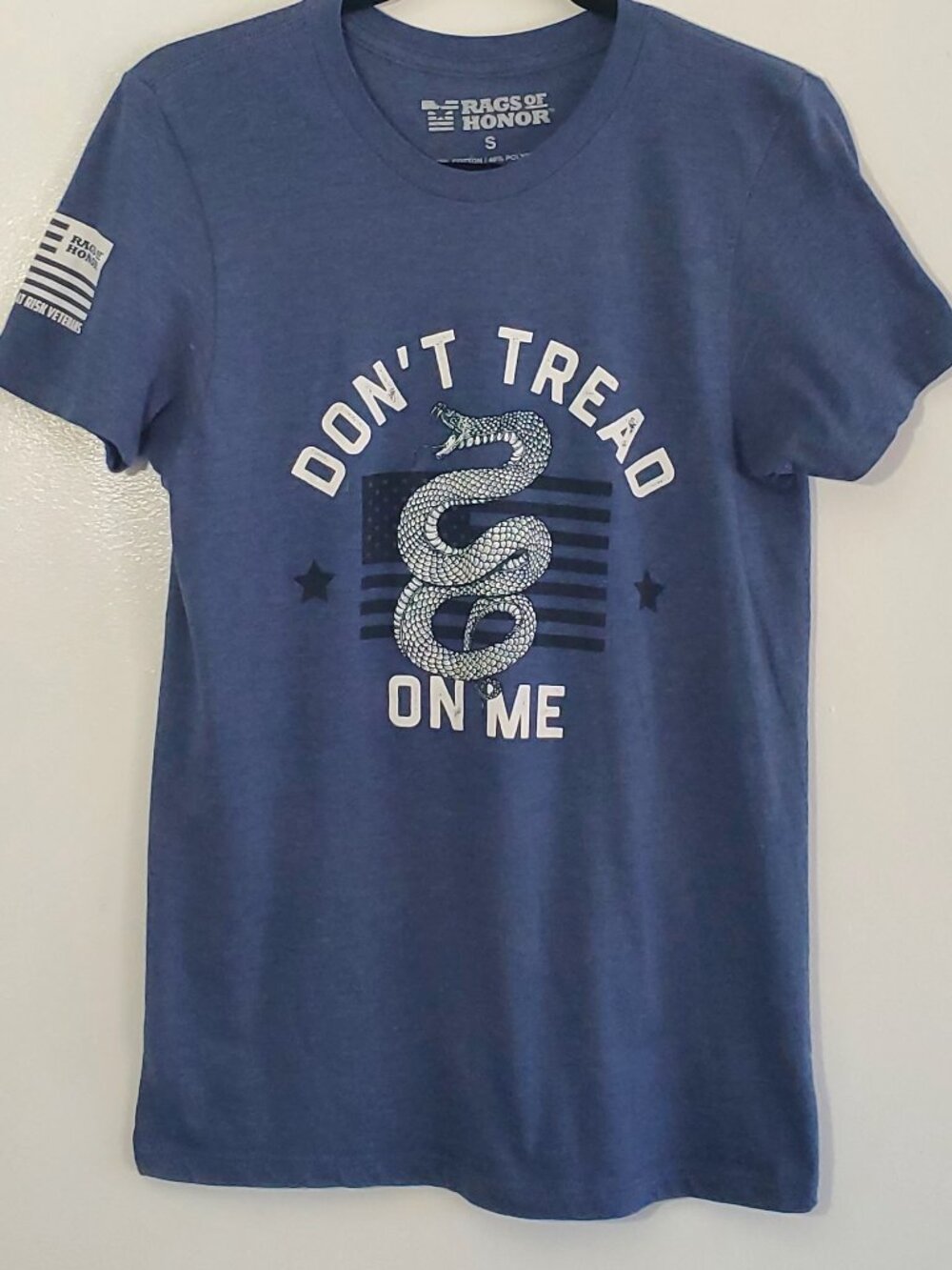 Rags of Honor Don’t Tread on Me Americana Tee Blue Heather Small